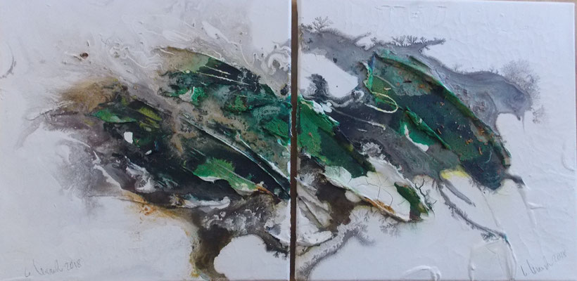 zwischen Erde und Unendlichkeit - 80 x 40 x 2 cm - diptychon - 2018