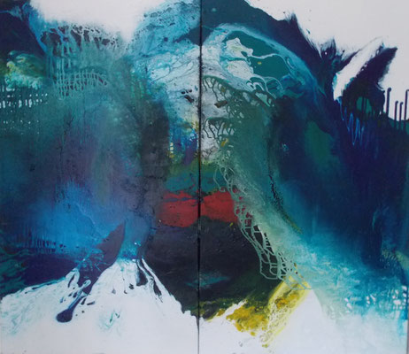 blaue Entdeckung - diptychon - 160 x 140 x 4 cm - 2021