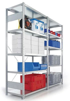 Metall Industrie Steckregal 2x Regal-Felder mit Gesamt 10 Fachböden, HxBxT: 2200x1300x500 mm. - NEU WARE günstiger aus Überhang - lagerconsulting.at