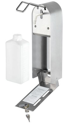 Seifen/Desinfektionsspender 1L. Versperrbar. für Regalständer oder Wandmontage. lagerconsulting.at