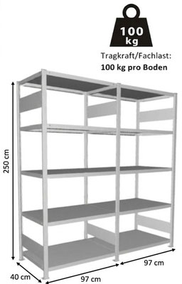 Skizze 250x97x40 cm. Gebrauchte Regale Lagerregale 250 Stück Stahlboden + 54 Stück Stahlrahmen - lagerconsulting.at