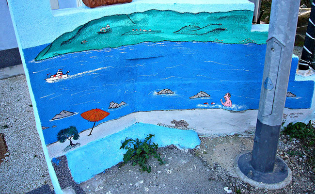 Wandmalerei beim Haus Viersen in Kroatien