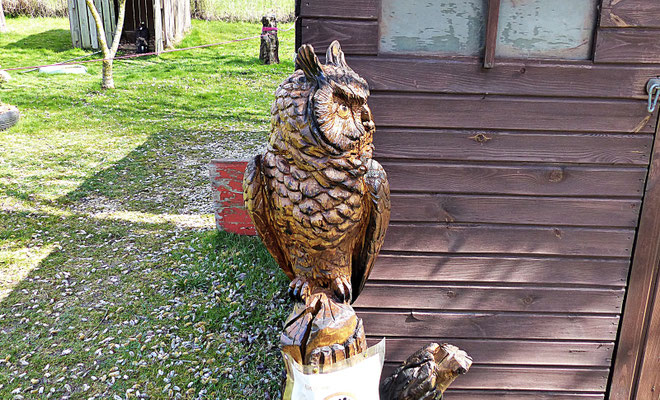 Holzschnitzerei im Greifvogelpark Menter in Konzenberg