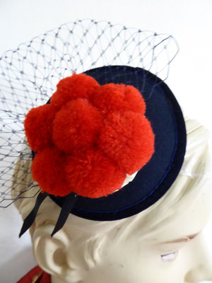 Sinamay base with "Bollenhut" and tulle in black, pompom hat miniature....Black Forest icon €29