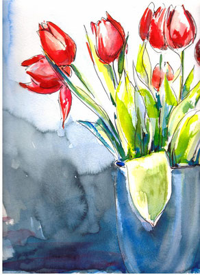 Tulips Again, 30 x 30 cm, wc on paper 2012 (sold)