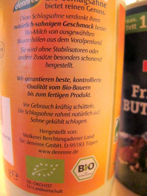 Nur die besten Zutaten: Sahne in Bio-Qualität - ohne Carrageen