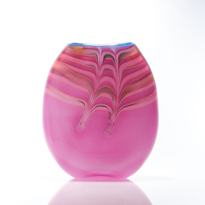 Vase, fuchsia, Kammzugtechnik, Höhe ca. 16,5 cm