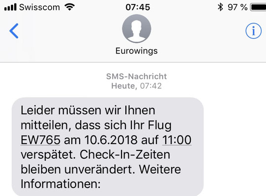 07:42 Uhr, Zurich Airport: Just arrived at the airport the first message about a delay... but still everything is ok