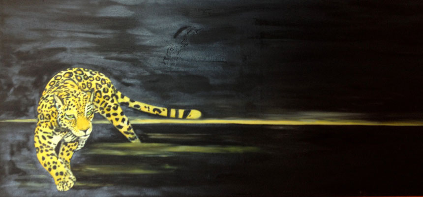  Pardus ~ leopard ~ Leopard ~ leopardo ~ léopard ~ leopardo ~ леопард ~ 豹 ~ ヒョウ ~ فهد ~ तेंदुआ  -----  40 x 120 cm oil/canvas