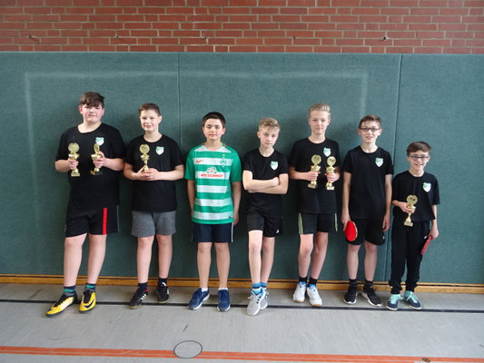 Die Platzierten (v.l.n.r.): Fabian, Luca, Paul, René, Luis, Lennard, Lars