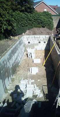 Teichbau von Koiteich, Schwimmteich etc., faltenfreies Verschweißen d