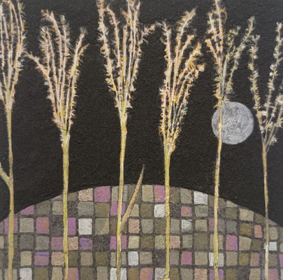 すすき夜半図　148㎜×148mm
