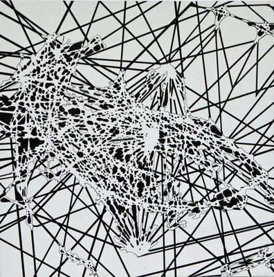 Nr. 118, 2018, Tusche auf Holz, 50 x 50 cm