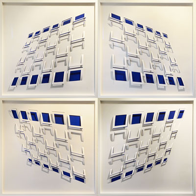 2022, Td_1, Tetraptychon, Papierschnitt, Acrylfarbe, 142 x 142 cm
