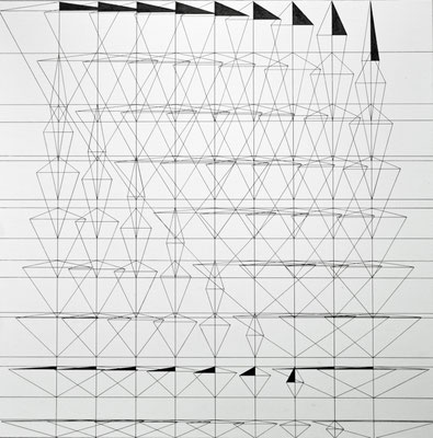 Nr. 120, 2018, Fineliner auf Holz, 50 x 50 cm