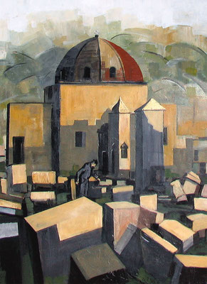 Jüdischer Friedhof in Tzschernowitz 100x120, 1984/1998/2014 Acryl auf Leinwand;2000,- €   