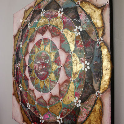 Gemälde Mandala mit Blattgold