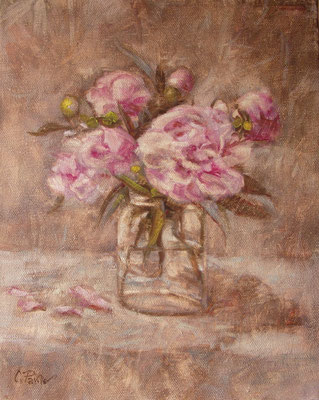 “Peonie rosa” - olio su tela, cm. 24 x 30 - € 220,00