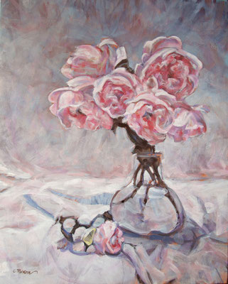 “Peonie - Omaggio a D. Perrin” - olio su tela, cm. 40 x 50 - Vimodrone, collezione privata