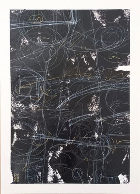 “Tempi moderni”, tecnica mista su carta Arches 300 g/mq, cm. 26 x 36 - € 400
