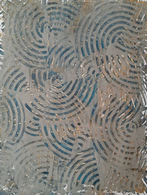 “Blue monotype”, monotipo ad acrilico su carta Fabriano tela, cm. 30 x 40 – € 250