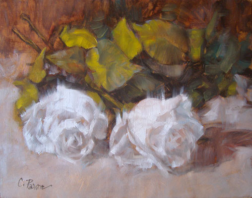 “Piccole rose bianche” - olio su tavola, cm. 20 x 25 - € 200,00