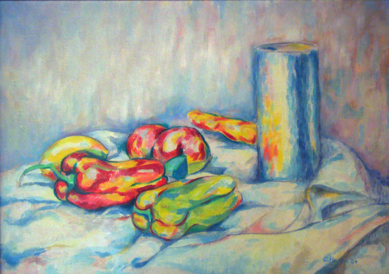 “Natura morta con peperoni” - olio su tela cm. 30 x 40 - Cernusco sul Naviglio, collezione privata