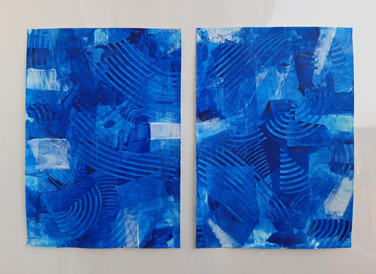 Dittico “Blue Hope”, due acrilici su carta Canson, cm. 29,7 x 42 – € 300