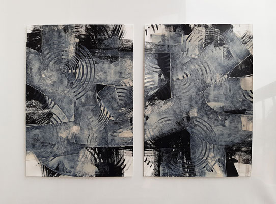 Dittico “Gladys”, due acrilici su carta Canson, cm. 29,7 x 42 – € 300