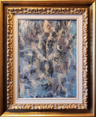 “Me lo ricordo ancora” con esempio di cornice, acrilico su tela, cm. 30 x 40 – € 250