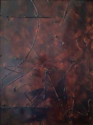 Trittico “Tracks”, parte 2, tecnica mista su carta, cm. 30 x 40 - € 150