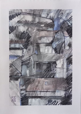 “Case a Cernusco”, tecnica mista su carta Daler Rowney, cm. 21 x 29,7 – € 250