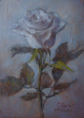“Una rosa per Gladys” - olio su pannello telato, cm. 13 x 18 - Pioltello, collezione privata