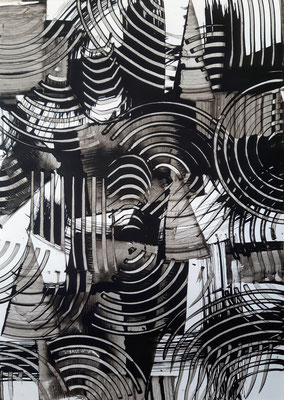 “Monochrome dance 2”, acrilico su carta Yupo, cm. 29,7 x 42 – € 250