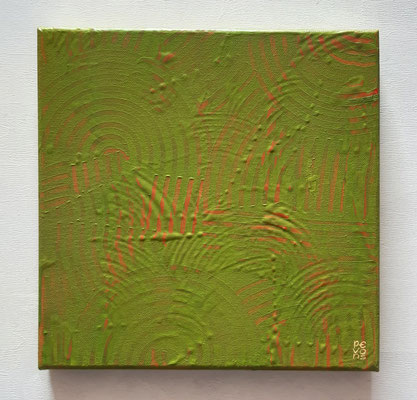 “Green ritual”, olio su tela, cm. 30 x 30 x 50 – € 290