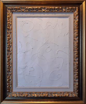 Trittico “Tracks”, parte 1 con cornice d’esempio, tecnica mista su carta, cm. 30 x 40 - € 150