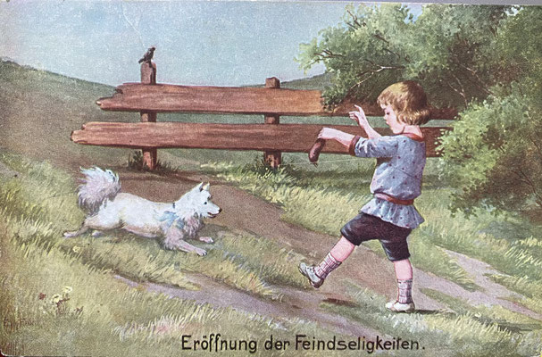 Postkarte "Eröffnung der Feinseligkeiten" von 1918
