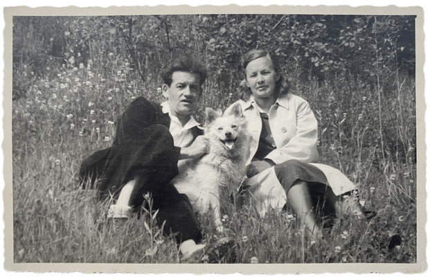 Couple with their Spitz 
