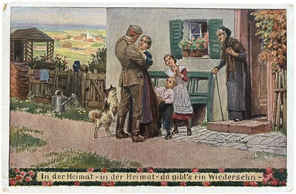 Postkarte von 1917 vom Verein für das Deutschtum im Ausland, Serie "Unsere Feldgrauen", Soldatenliederkarte Nr. 7