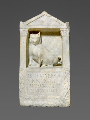 Grave stele for a dog, Italy (Rome), ca. 150 – 200 AD, currrently in the  J. Paul Getty Museum