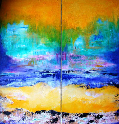 Paysage I et II - (2) 50x120cm - Technique mixte (collection privée)