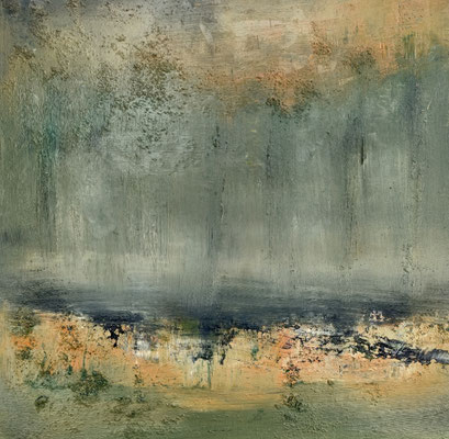 Effets d'eau technique mixte 40x40cm (collection privée)