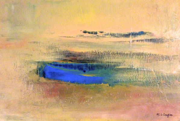 Barque - Technique mixte sur bois - 56x45cm