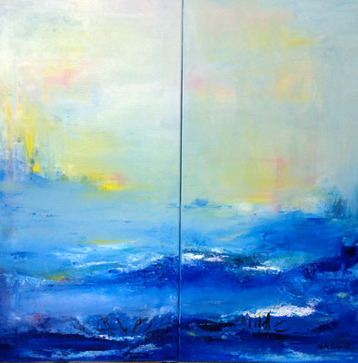 Horizon, diptyque - T. mixte - (2) 50x100cm (collection privée) 