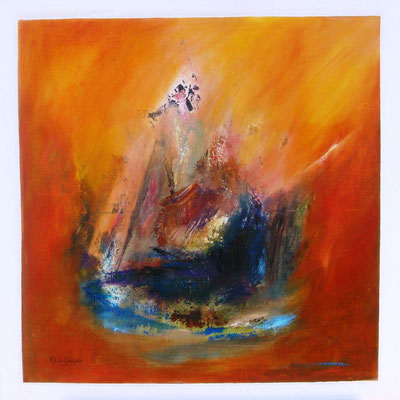 Le monde d'Amphitrite II - 80x80cm - Technique mixte
