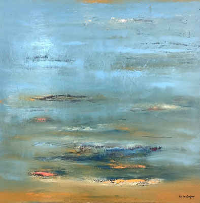 Fenêtre sur Océan technique mixte 100x100cm (collection privée)