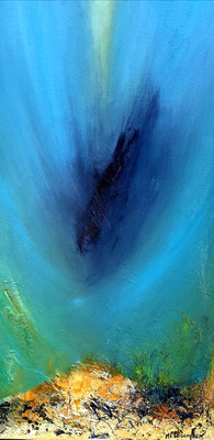 Le plongeon - Technique mixte - 40x80cm 