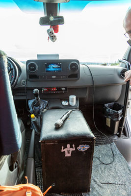 Ein Blick ins Cockpit des Busses