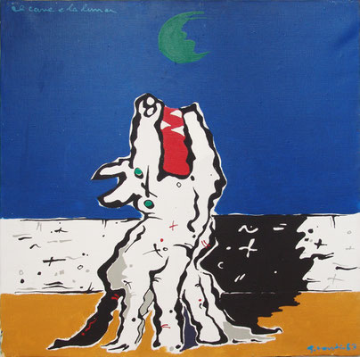 il cane e la luna, 1983, acrilico su tela, cm 80x100