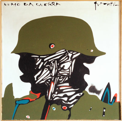 uomo da guerra, 1975, acrilico su tela, cm 80x80